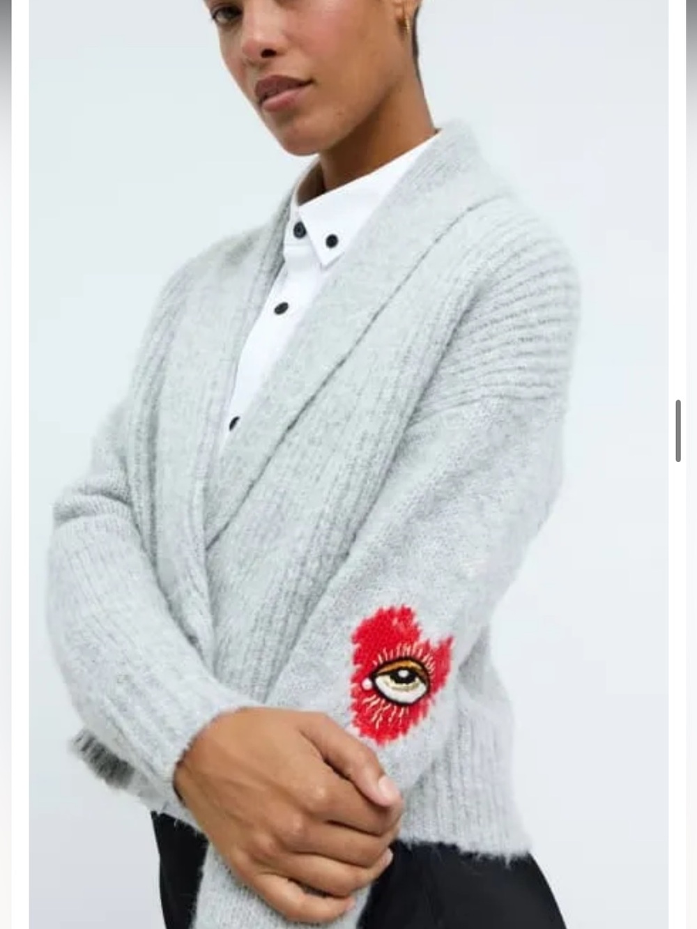 Raquel Allegra Eye Sweater gray cardigan sz 0